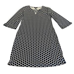 Tacera Navy & White Polka Dot Stretch Tunic Dress Size Small